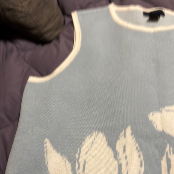 Rachel Zoe Blue and Cream Crew Neck Sweater - Picture 5 of 7